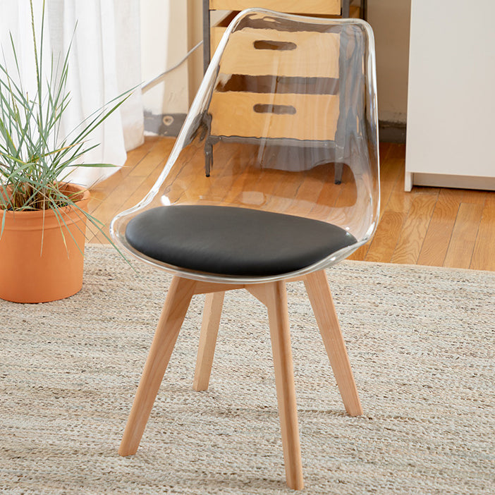 Modern Style Indoor-Outdoor Plastic Side Chair Set Clear Stack Dining Chair Black 1 Piece Clearhalo ' kitchen&dining_furn' 'Dining Chairs' 'Dining Tables & Seating' 'dining_chair' 'Furniture' 'furniture_dining_chair' 'Kitchen & Dining Furniture' 'kitchen' 3836962