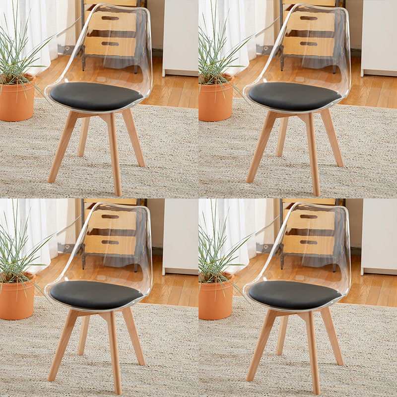 Modern Style Indoor-Outdoor Plastic Side Chair Set Clear Stack Dining Chair Black Set of 4 Clearhalo ' kitchen&dining_furn' 'Dining Chairs' 'Dining Tables & Seating' 'dining_chair' 'Furniture' 'furniture_dining_chair' 'Kitchen & Dining Furniture' 'kitchen' 3836964