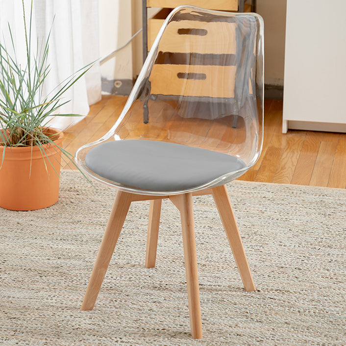 Modern Style Indoor-Outdoor Plastic Side Chair Set Clear Stack Dining Chair Grey 1 Piece Clearhalo ' kitchen&dining_furn' 'Dining Chairs' 'Dining Tables & Seating' 'dining_chair' 'Furniture' 'furniture_dining_chair' 'Kitchen & Dining Furniture' 'kitchen' 3836965