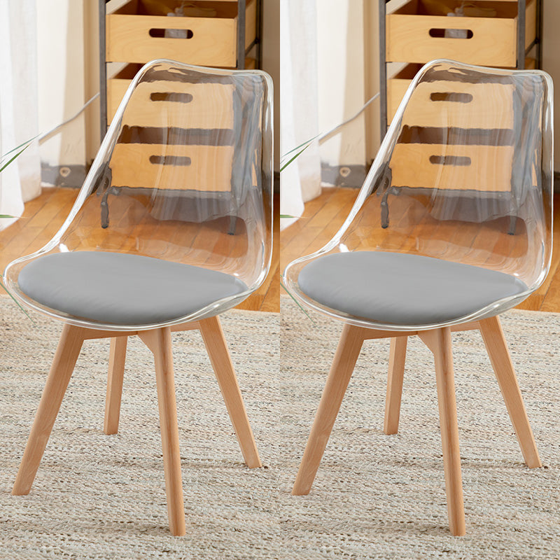 Modern Style Indoor-Outdoor Plastic Side Chair Set Clear Stack Dining Chair Grey Set of 2 Clearhalo ' kitchen&dining_furn' 'Dining Chairs' 'Dining Tables & Seating' 'dining_chair' 'Furniture' 'furniture_dining_chair' 'Kitchen & Dining Furniture' 'kitchen' 3836966