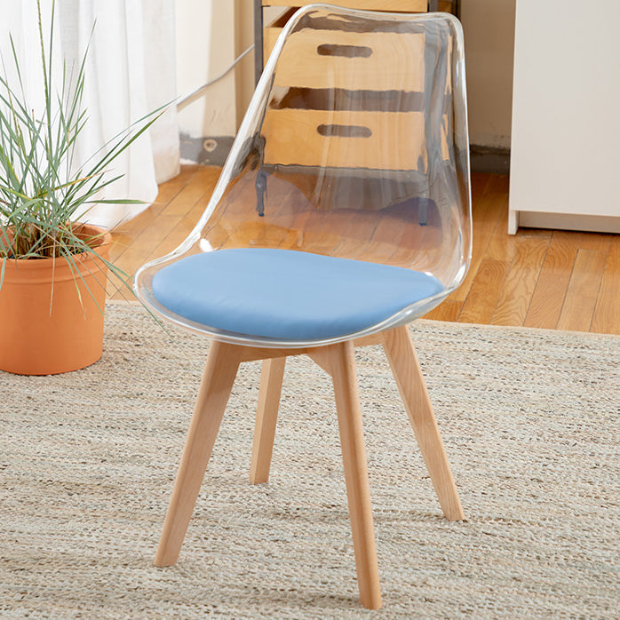 Modern Style Indoor-Outdoor Plastic Side Chair Set Clear Stack Dining Chair Blue 1 Piece Clearhalo ' kitchen&dining_furn' 'Dining Chairs' 'Dining Tables & Seating' 'dining_chair' 'Furniture' 'furniture_dining_chair' 'Kitchen & Dining Furniture' 'kitchen' 3836968