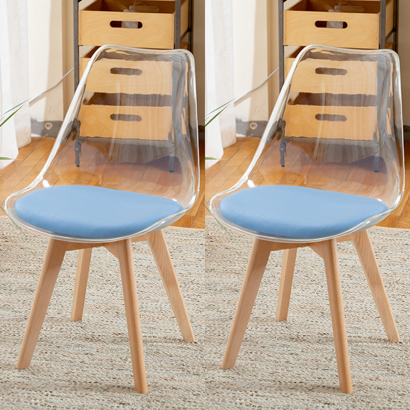 Modern Style Indoor-Outdoor Plastic Side Chair Set Clear Stack Dining Chair Blue Set of 2 Clearhalo ' kitchen&dining_furn' 'Dining Chairs' 'Dining Tables & Seating' 'dining_chair' 'Furniture' 'furniture_dining_chair' 'Kitchen & Dining Furniture' 'kitchen' 3836969