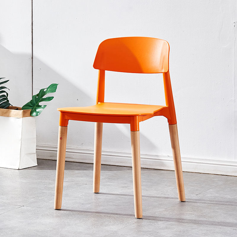 Modern White Opening Back Dining Side Chair Wood Kitchen Dining Side Chair Orange 1 Piece Clearhalo ' kitchen&dining_furn' 'Dining Chairs' 'Dining Tables & Seating' 'dining_chair' 'furn' 'furn_dining_chair' 'Furniture' 'furniture_dining_chair' 'Kitchen & Dining Furniture' 'kitchen' 3836978