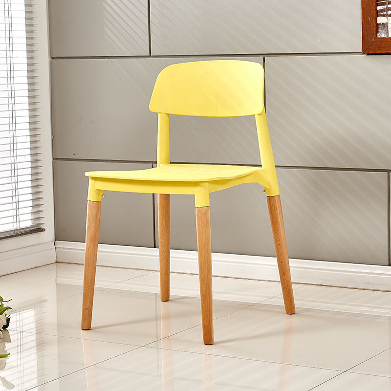 Modern White Opening Back Dining Side Chair Wood Kitchen Dining Side Chair Yellow 1 Piece Clearhalo ' kitchen&dining_furn' 'Dining Chairs' 'Dining Tables & Seating' 'dining_chair' 'furn' 'furn_dining_chair' 'Furniture' 'furniture_dining_chair' 'Kitchen & Dining Furniture' 'kitchen' 3836993