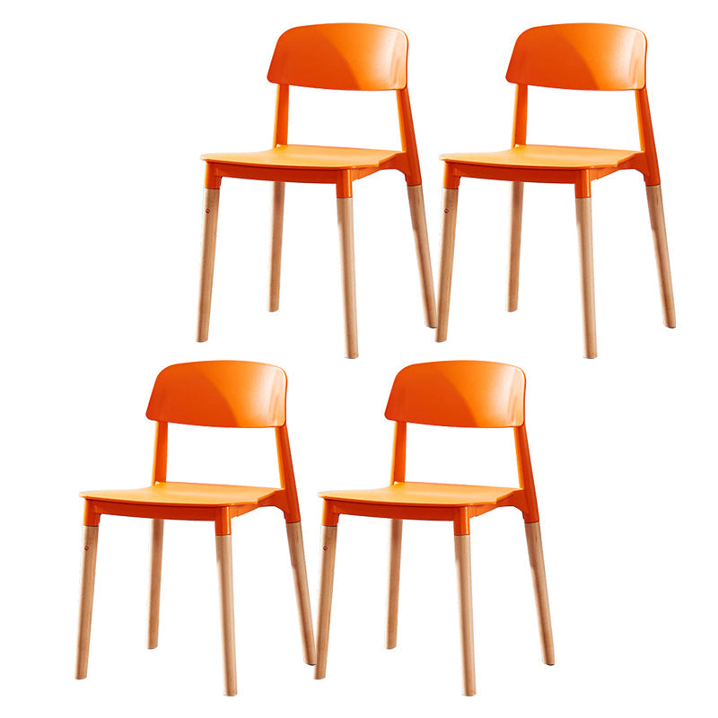 Modern White Opening Back Dining Side Chair Wood Kitchen Dining Side Chair Orange 4 Piece Set Clearhalo ' kitchen&dining_furn' 'Dining Chairs' 'Dining Tables & Seating' 'dining_chair' 'furn' 'furn_dining_chair' 'Furniture' 'furniture_dining_chair' 'Kitchen & Dining Furniture' 'kitchen' 3836999