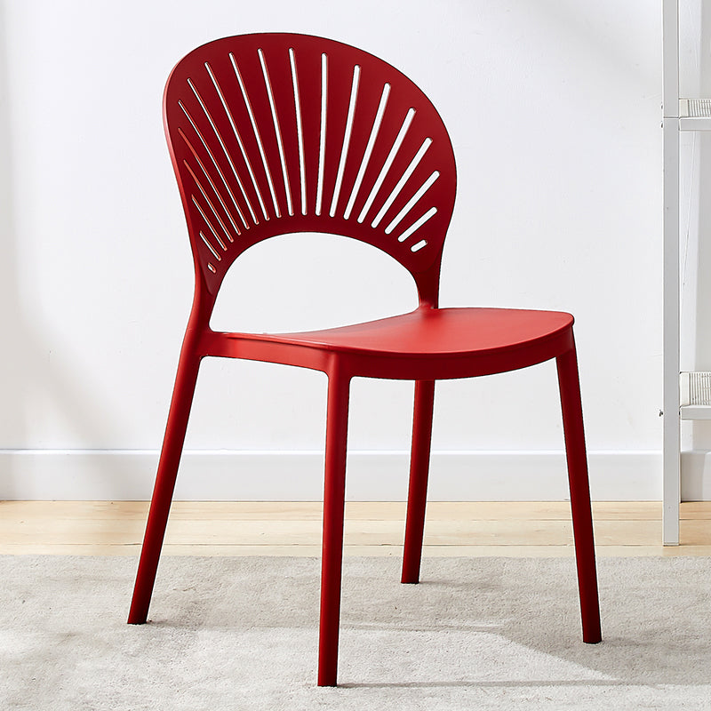 Plastic Modern Style Indoor-Outdoor Chair Open Back Dining Side Chairs Red 1 Piece Clearhalo ' kitchen&dining_furn' 'Dining Chairs' 'Dining Tables & Seating' 'dining_chair' 'furn' 'furn_dining_chair' 'Furniture' 'furniture_dining_chair' 'Kitchen & Dining Furniture' 'kitchen' 3837003