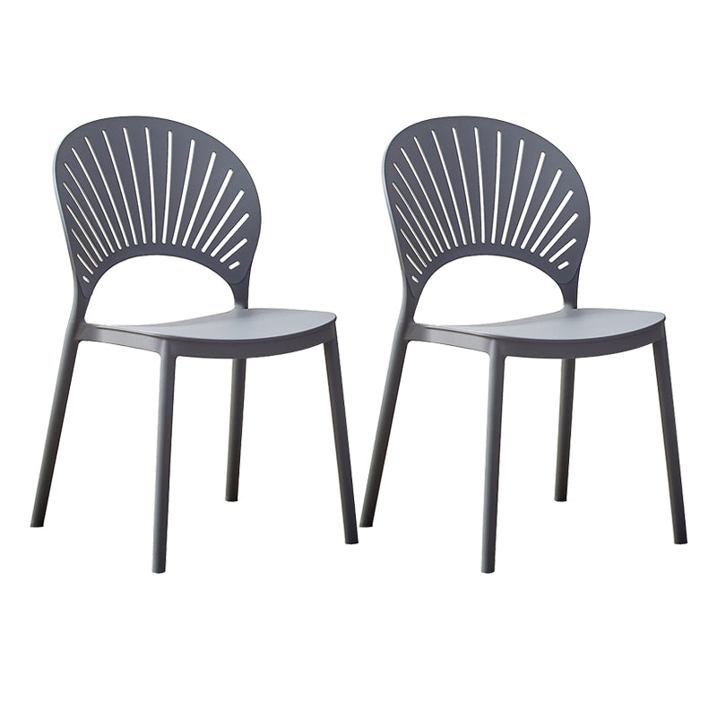 Plastic Modern Style Indoor-Outdoor Chair Open Back Dining Side Chairs Grey 2 Piece Set Clearhalo ' kitchen&dining_furn' 'Dining Chairs' 'Dining Tables & Seating' 'dining_chair' 'furn' 'furn_dining_chair' 'Furniture' 'furniture_dining_chair' 'Kitchen & Dining Furniture' 'kitchen' 3837010
