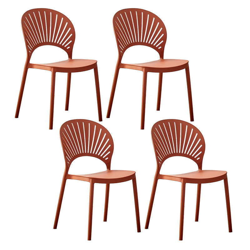 Plastic Modern Style Indoor-Outdoor Chair Open Back Dining Side Chairs Brown 4 Piece Set Clearhalo ' kitchen&dining_furn' 'Dining Chairs' 'Dining Tables & Seating' 'dining_chair' 'furn' 'furn_dining_chair' 'Furniture' 'furniture_dining_chair' 'Kitchen & Dining Furniture' 'kitchen' 3837019