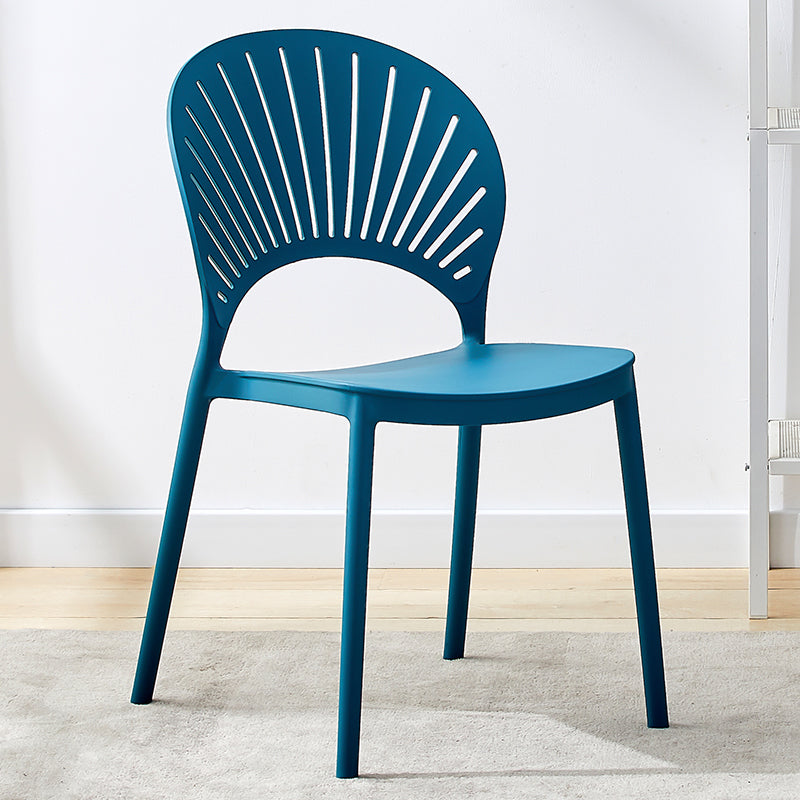 Plastic Modern Style Indoor-Outdoor Chair Open Back Dining Side Chairs Peacock Blue 1 Piece Clearhalo ' kitchen&dining_furn' 'Dining Chairs' 'Dining Tables & Seating' 'dining_chair' 'furn' 'furn_dining_chair' 'Furniture' 'furniture_dining_chair' 'Kitchen & Dining Furniture' 'kitchen' 3837021