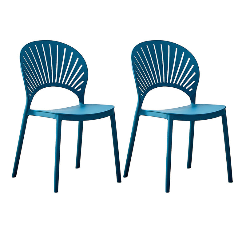 Plastic Modern Style Indoor-Outdoor Chair Open Back Dining Side Chairs Peacock Blue 2 Piece Set Clearhalo ' kitchen&dining_furn' 'Dining Chairs' 'Dining Tables & Seating' 'dining_chair' 'furn' 'furn_dining_chair' 'Furniture' 'furniture_dining_chair' 'Kitchen & Dining Furniture' 'kitchen' 3837023