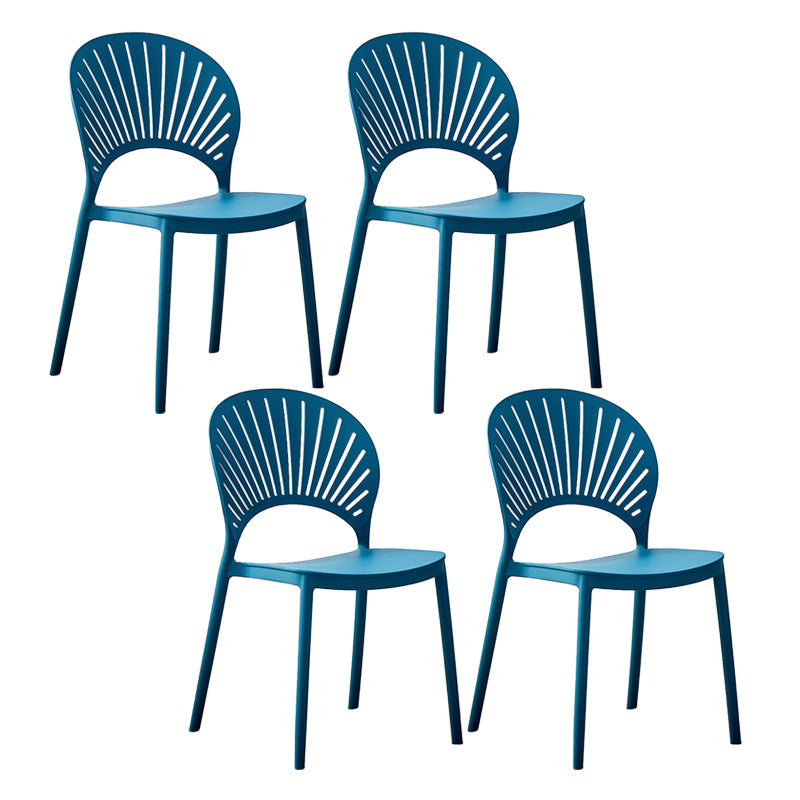 Plastic Modern Style Indoor-Outdoor Chair Open Back Dining Side Chairs Peacock Blue 4 Piece Set Clearhalo ' kitchen&dining_furn' 'Dining Chairs' 'Dining Tables & Seating' 'dining_chair' 'furn' 'furn_dining_chair' 'Furniture' 'furniture_dining_chair' 'Kitchen & Dining Furniture' 'kitchen' 3837024
