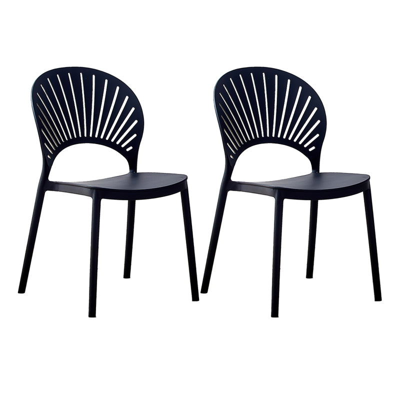 Plastic Modern Style Indoor-Outdoor Chair Open Back Dining Side Chairs Black 2 Piece Set Clearhalo ' kitchen&dining_furn' 'Dining Chairs' 'Dining Tables & Seating' 'dining_chair' 'furn' 'furn_dining_chair' 'Furniture' 'furniture_dining_chair' 'Kitchen & Dining Furniture' 'kitchen' 3837026