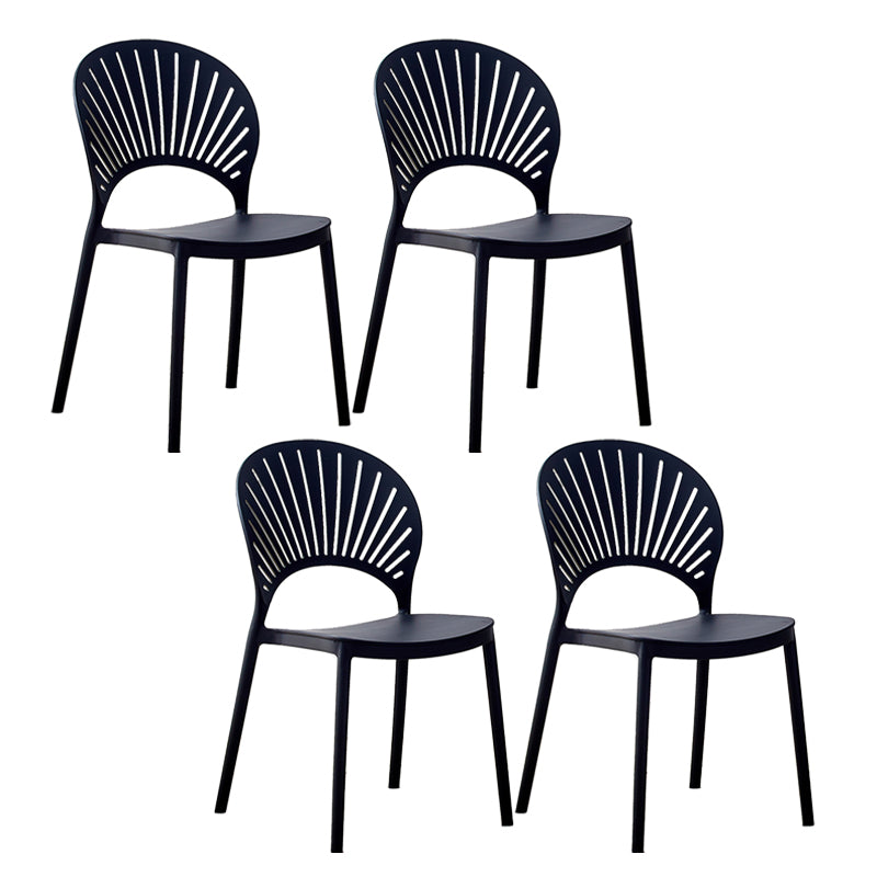 Plastic Modern Style Indoor-Outdoor Chair Open Back Dining Side Chairs Black 4 Piece Set Clearhalo ' kitchen&dining_furn' 'Dining Chairs' 'Dining Tables & Seating' 'dining_chair' 'furn' 'furn_dining_chair' 'Furniture' 'furniture_dining_chair' 'Kitchen & Dining Furniture' 'kitchen' 3837027