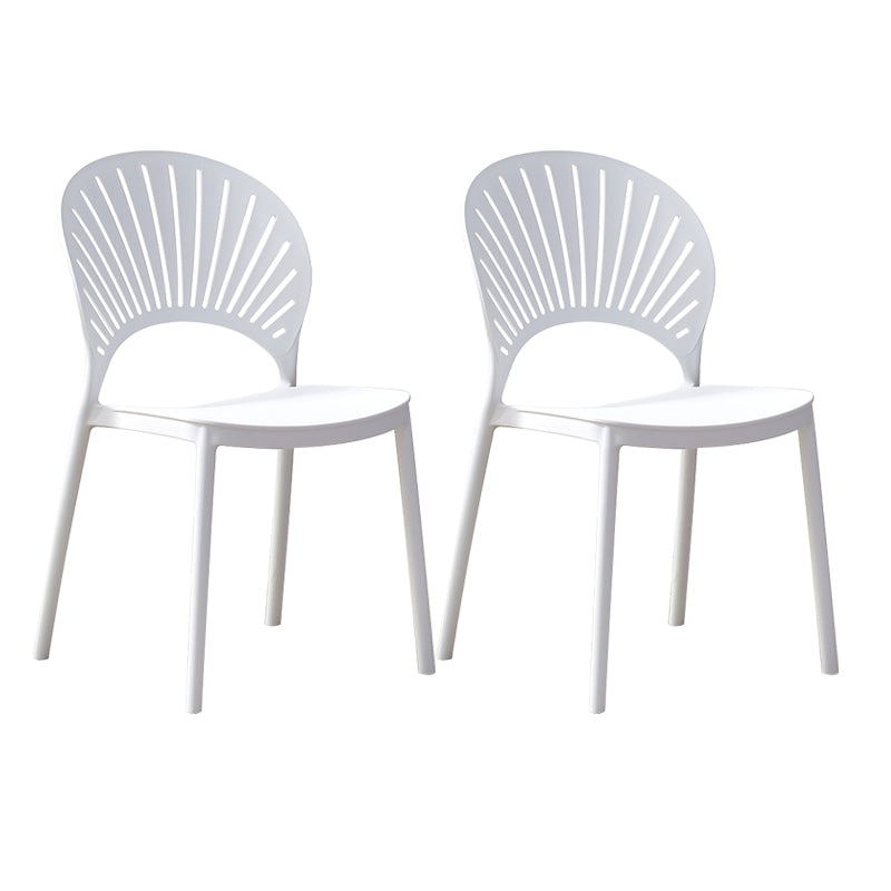 Plastic Modern Style Indoor-Outdoor Chair Open Back Dining Side Chairs White 2 Piece Set Clearhalo ' kitchen&dining_furn' 'Dining Chairs' 'Dining Tables & Seating' 'dining_chair' 'furn' 'furn_dining_chair' 'Furniture' 'furniture_dining_chair' 'Kitchen & Dining Furniture' 'kitchen' 3837029
