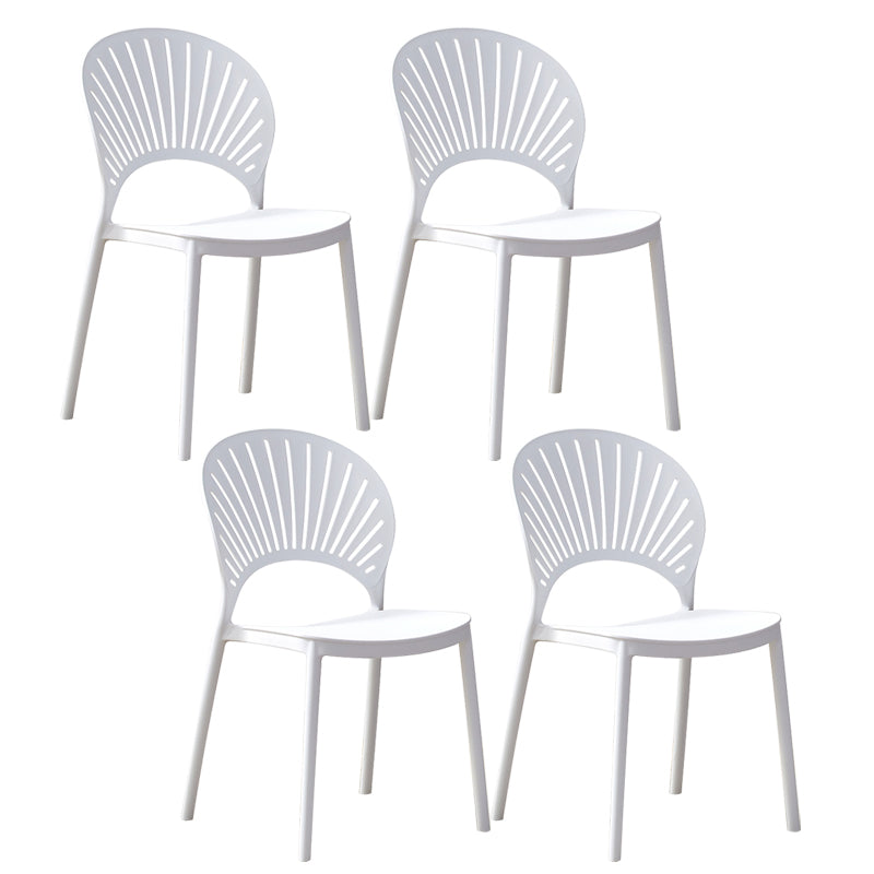 Plastic Modern Style Indoor-Outdoor Chair Open Back Dining Side Chairs White 4 Piece Set Clearhalo ' kitchen&dining_furn' 'Dining Chairs' 'Dining Tables & Seating' 'dining_chair' 'furn' 'furn_dining_chair' 'Furniture' 'furniture_dining_chair' 'Kitchen & Dining Furniture' 'kitchen' 3837030