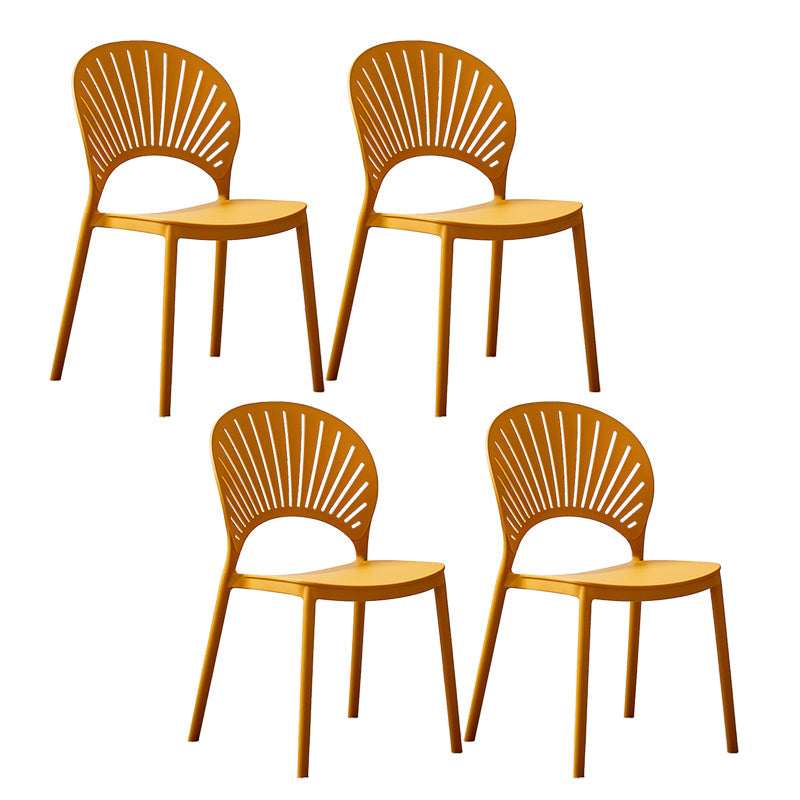Plastic Modern Style Indoor-Outdoor Chair Open Back Dining Side Chairs Yellow 4 Piece Set Clearhalo ' kitchen&dining_furn' 'Dining Chairs' 'Dining Tables & Seating' 'dining_chair' 'furn' 'furn_dining_chair' 'Furniture' 'furniture_dining_chair' 'Kitchen & Dining Furniture' 'kitchen' 3837036