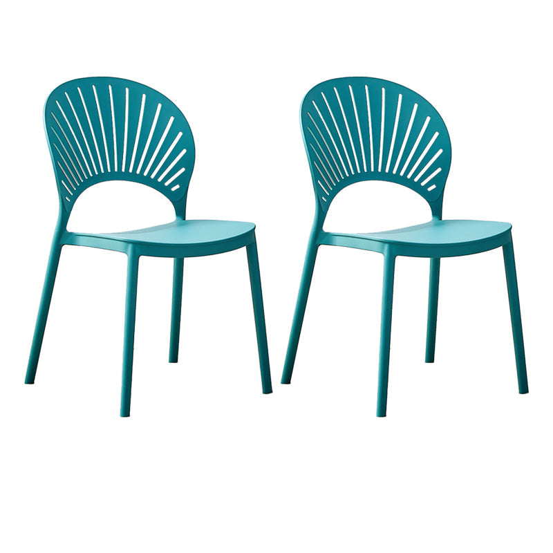 Plastic Modern Style Indoor-Outdoor Chair Open Back Dining Side Chairs Blue 2 Piece Set Clearhalo ' kitchen&dining_furn' 'Dining Chairs' 'Dining Tables & Seating' 'dining_chair' 'furn' 'furn_dining_chair' 'Furniture' 'furniture_dining_chair' 'Kitchen & Dining Furniture' 'kitchen' 3837038