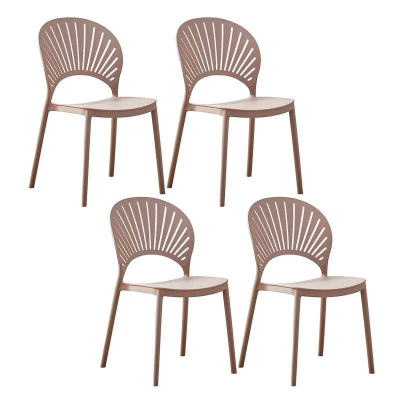 Plastic Modern Style Indoor-Outdoor Chair Open Back Dining Side Chairs Camel 4 Piece Set Clearhalo ' kitchen&dining_furn' 'Dining Chairs' 'Dining Tables & Seating' 'dining_chair' 'furn' 'furn_dining_chair' 'Furniture' 'furniture_dining_chair' 'Kitchen & Dining Furniture' 'kitchen' 3837042