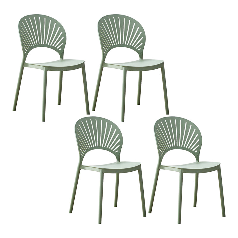 Plastic Modern Style Indoor-Outdoor Chair Open Back Dining Side Chairs Green 4 Piece Set Clearhalo ' kitchen&dining_furn' 'Dining Chairs' 'Dining Tables & Seating' 'dining_chair' 'furn' 'furn_dining_chair' 'Furniture' 'furniture_dining_chair' 'Kitchen & Dining Furniture' 'kitchen' 3837045
