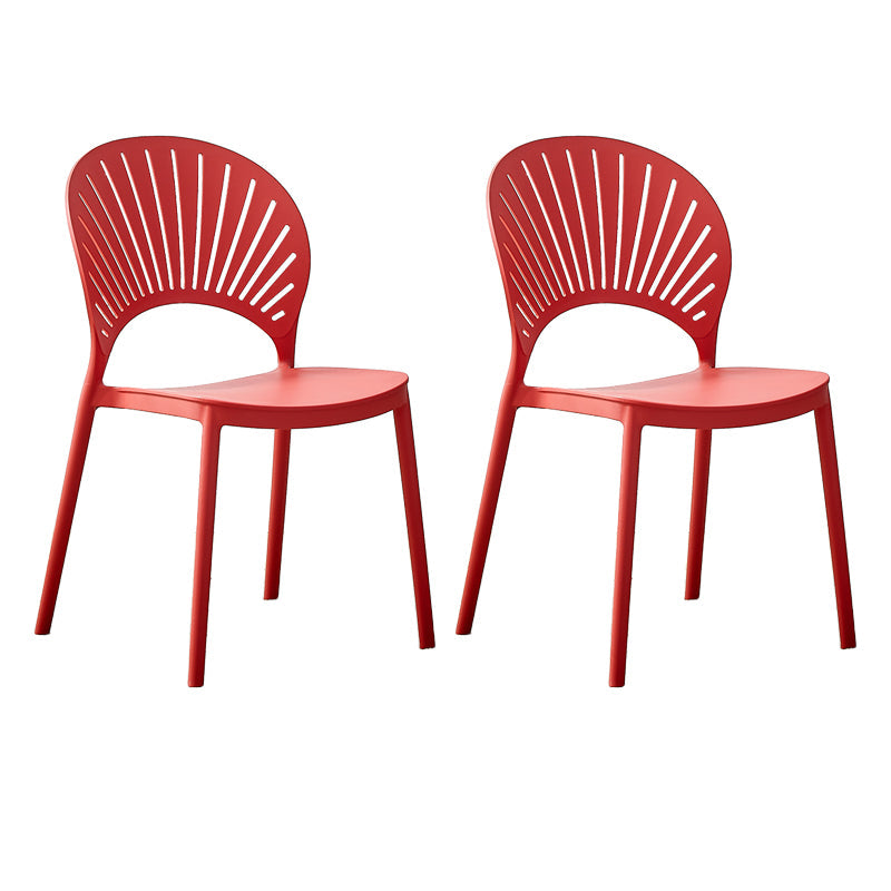 Plastic Modern Style Indoor-Outdoor Chair Open Back Dining Side Chairs Watermelon Red 2 Piece Set Clearhalo ' kitchen&dining_furn' 'Dining Chairs' 'Dining Tables & Seating' 'dining_chair' 'furn' 'furn_dining_chair' 'Furniture' 'furniture_dining_chair' 'Kitchen & Dining Furniture' 'kitchen' 3837050