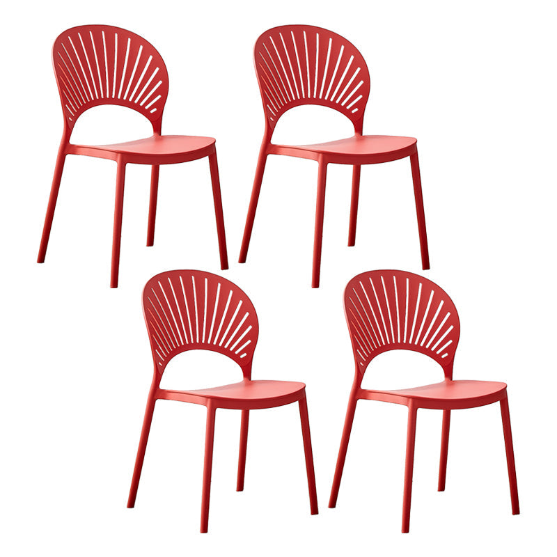 Plastic Modern Style Indoor-Outdoor Chair Open Back Dining Side Chairs Watermelon Red 4 Piece Set Clearhalo ' kitchen&dining_furn' 'Dining Chairs' 'Dining Tables & Seating' 'dining_chair' 'furn' 'furn_dining_chair' 'Furniture' 'furniture_dining_chair' 'Kitchen & Dining Furniture' 'kitchen' 3837051