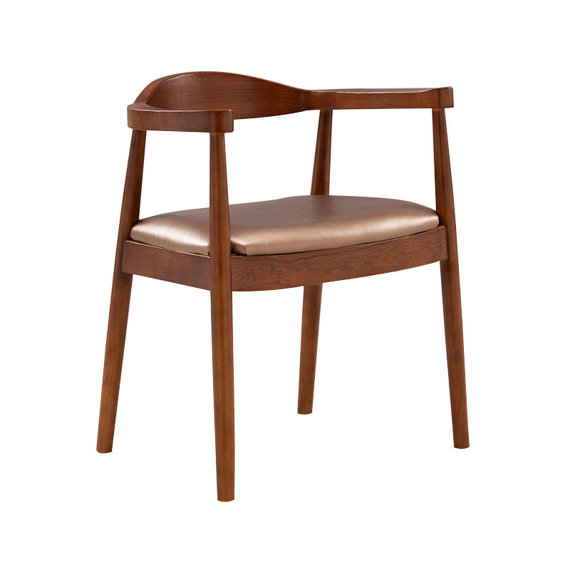 Contemporary Home Arm Chair Open Back Upholstered Wood Dining Room Chair Red Brown 1 Piece Walnut Clearhalo ' kitchen&dining_furn' 'Dining Chairs' 'Dining Tables & Seating' 'dining_chair' 'furn' 'furn_dining_chair' 'Furniture' 'furniture_dining_chair' 'Kitchen & Dining Furniture' 'kitchen' 3837059