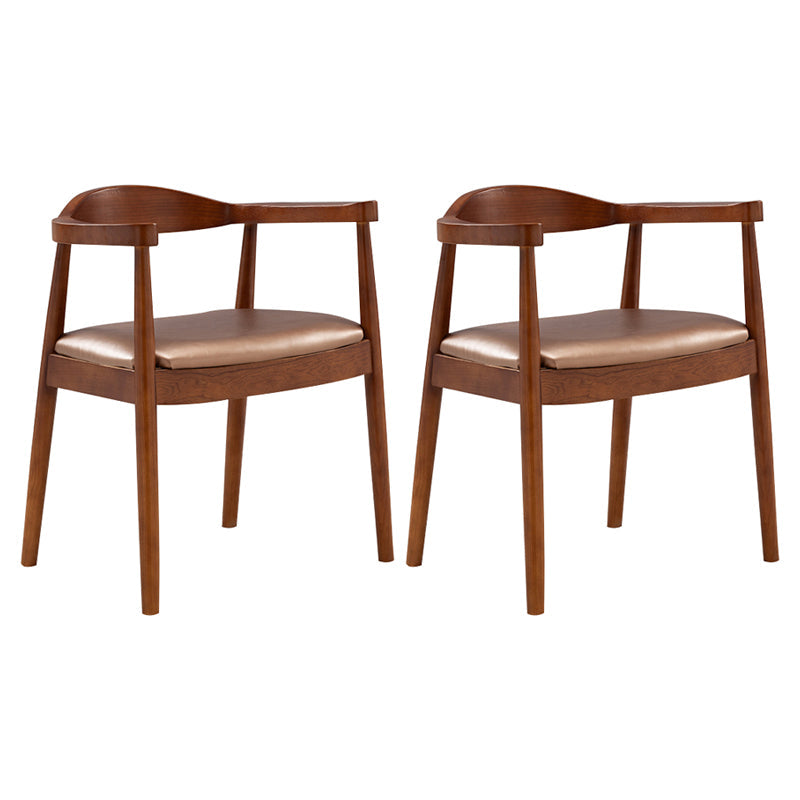 Contemporary Home Arm Chair Open Back Upholstered Wood Dining Room Chair Red Brown 2 Piece Set Walnut Clearhalo ' kitchen&dining_furn' 'Dining Chairs' 'Dining Tables & Seating' 'dining_chair' 'furn' 'furn_dining_chair' 'Furniture' 'furniture_dining_chair' 'Kitchen & Dining Furniture' 'kitchen' 3837060