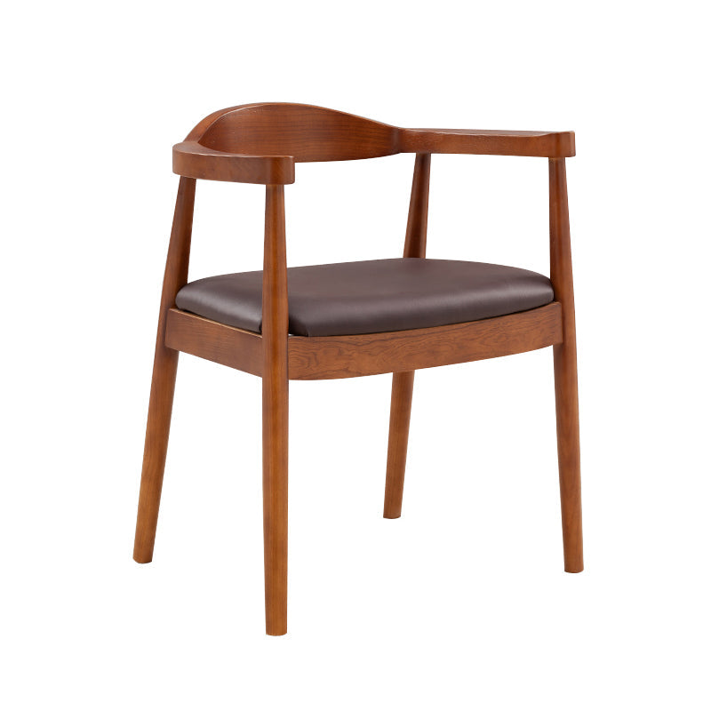 Contemporary Home Arm Chair Open Back Upholstered Wood Dining Room Chair Brown 1 Piece Walnut Clearhalo ' kitchen&dining_furn' 'Dining Chairs' 'Dining Tables & Seating' 'dining_chair' 'furn' 'furn_dining_chair' 'Furniture' 'furniture_dining_chair' 'Kitchen & Dining Furniture' 'kitchen' 3837064