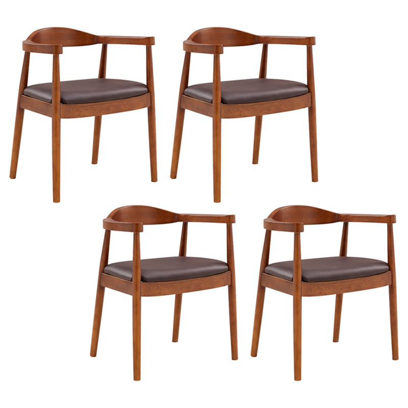 Contemporary Home Arm Chair Open Back Upholstered Wood Dining Room Chair Brown 4 Piece Set Walnut Clearhalo ' kitchen&dining_furn' 'Dining Chairs' 'Dining Tables & Seating' 'dining_chair' 'furn' 'furn_dining_chair' 'Furniture' 'furniture_dining_chair' 'Kitchen & Dining Furniture' 'kitchen' 3837069