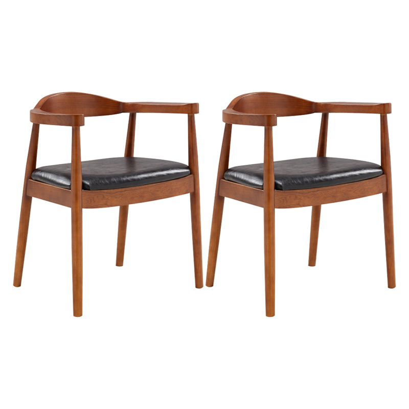 Contemporary Home Arm Chair Open Back Upholstered Wood Dining Room Chair Black 2 Piece Set Walnut Clearhalo ' kitchen&dining_furn' 'Dining Chairs' 'Dining Tables & Seating' 'dining_chair' 'furn' 'furn_dining_chair' 'Furniture' 'furniture_dining_chair' 'Kitchen & Dining Furniture' 'kitchen' 3837076
