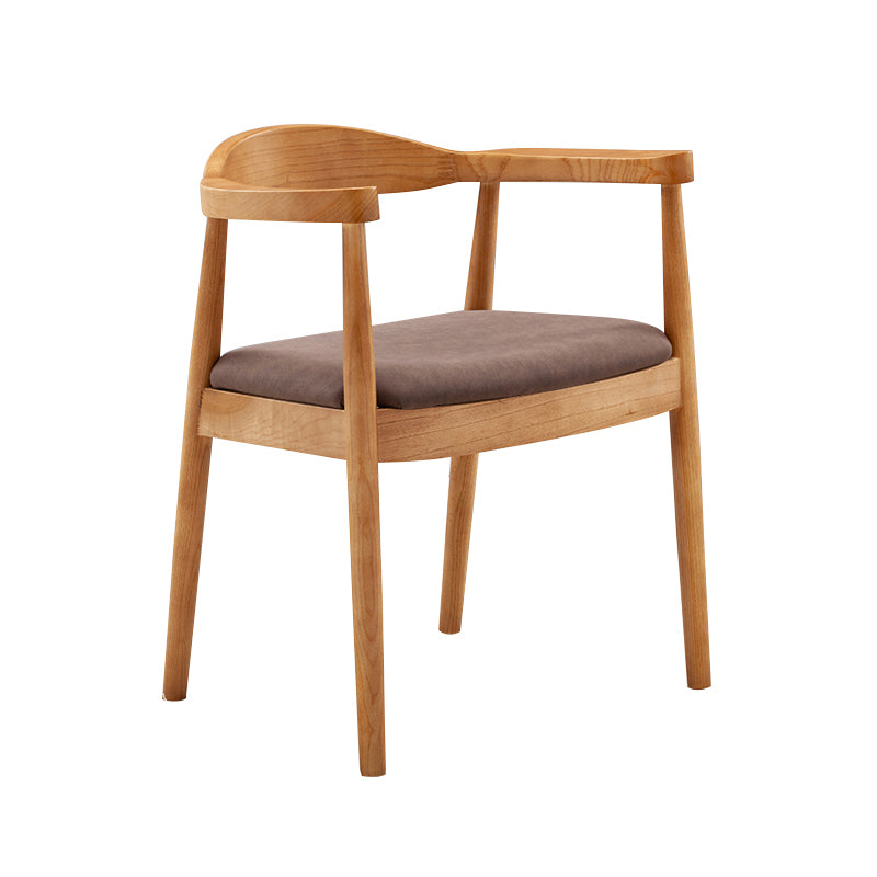 Contemporary Home Arm Chair Open Back Upholstered Wood Dining Room Chair Coffee 1 Piece Natural Wood Clearhalo ' kitchen&dining_furn' 'Dining Chairs' 'Dining Tables & Seating' 'dining_chair' 'furn' 'furn_dining_chair' 'Furniture' 'furniture_dining_chair' 'Kitchen & Dining Furniture' 'kitchen' 3837081