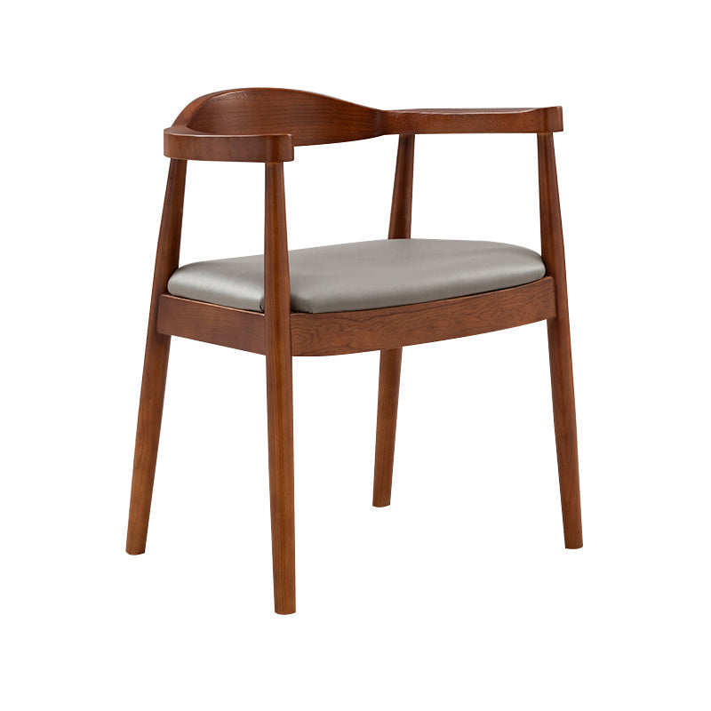 Contemporary Home Arm Chair Open Back Upholstered Wood Dining Room Chair Grey 1 Piece Walnut Clearhalo ' kitchen&dining_furn' 'Dining Chairs' 'Dining Tables & Seating' 'dining_chair' 'furn' 'furn_dining_chair' 'Furniture' 'furniture_dining_chair' 'Kitchen & Dining Furniture' 'kitchen' 3837087