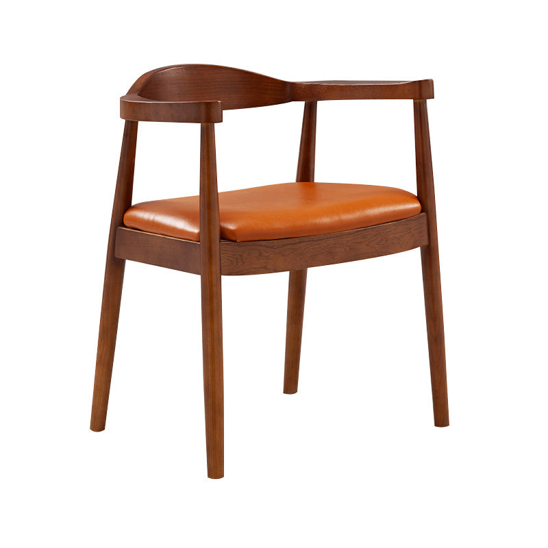 Contemporary Home Arm Chair Open Back Upholstered Wood Dining Room Chair Yellow-Brown 1 Piece Walnut Clearhalo ' kitchen&dining_furn' 'Dining Chairs' 'Dining Tables & Seating' 'dining_chair' 'furn' 'furn_dining_chair' 'Furniture' 'furniture_dining_chair' 'Kitchen & Dining Furniture' 'kitchen' 3837090