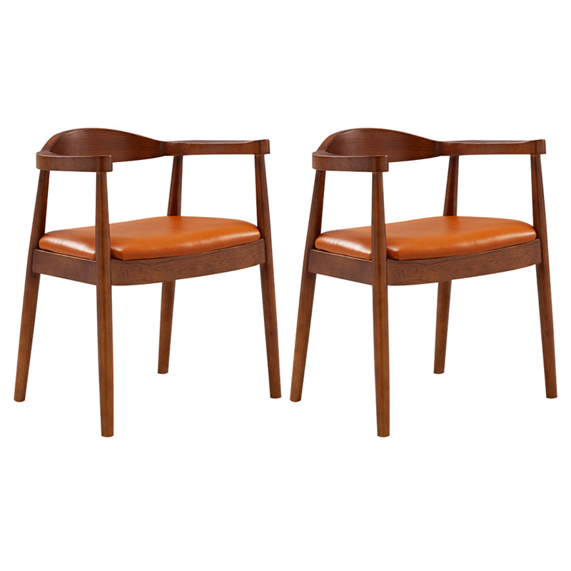 Contemporary Home Arm Chair Open Back Upholstered Wood Dining Room Chair Yellow-Brown 2 Piece Set Walnut Clearhalo ' kitchen&dining_furn' 'Dining Chairs' 'Dining Tables & Seating' 'dining_chair' 'furn' 'furn_dining_chair' 'Furniture' 'furniture_dining_chair' 'Kitchen & Dining Furniture' 'kitchen' 3837091