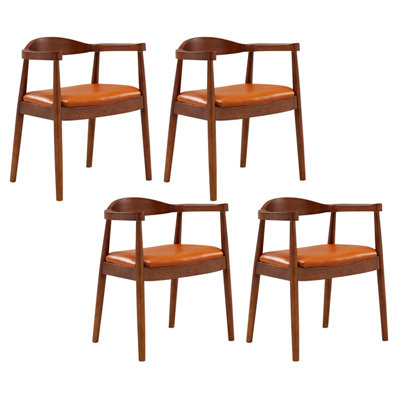 Contemporary Home Arm Chair Open Back Upholstered Wood Dining Room Chair Yellow-Brown 4 Piece Set Walnut Clearhalo ' kitchen&dining_furn' 'Dining Chairs' 'Dining Tables & Seating' 'dining_chair' 'furn' 'furn_dining_chair' 'Furniture' 'furniture_dining_chair' 'Kitchen & Dining Furniture' 'kitchen' 3837092