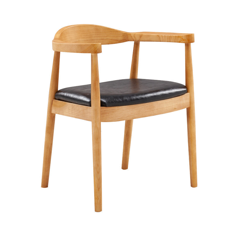 Contemporary Home Arm Chair Open Back Upholstered Wood Dining Room Chair Black 1 Piece Natural Wood Clearhalo ' kitchen&dining_furn' 'Dining Chairs' 'Dining Tables & Seating' 'dining_chair' 'furn' 'furn_dining_chair' 'Furniture' 'furniture_dining_chair' 'Kitchen & Dining Furniture' 'kitchen' 3837105