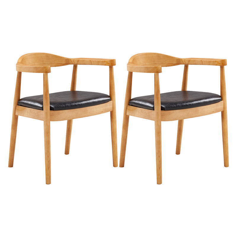 Contemporary Home Arm Chair Open Back Upholstered Wood Dining Room Chair Black 2 Piece Set Natural Wood Clearhalo ' kitchen&dining_furn' 'Dining Chairs' 'Dining Tables & Seating' 'dining_chair' 'furn' 'furn_dining_chair' 'Furniture' 'furniture_dining_chair' 'Kitchen & Dining Furniture' 'kitchen' 3837106