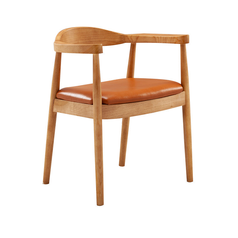 Contemporary Home Arm Chair Open Back Upholstered Wood Dining Room Chair Yellow-Brown 1 Piece Natural Wood Clearhalo ' kitchen&dining_furn' 'Dining Chairs' 'Dining Tables & Seating' 'dining_chair' 'furn' 'furn_dining_chair' 'Furniture' 'furniture_dining_chair' 'Kitchen & Dining Furniture' 'kitchen' 3837108