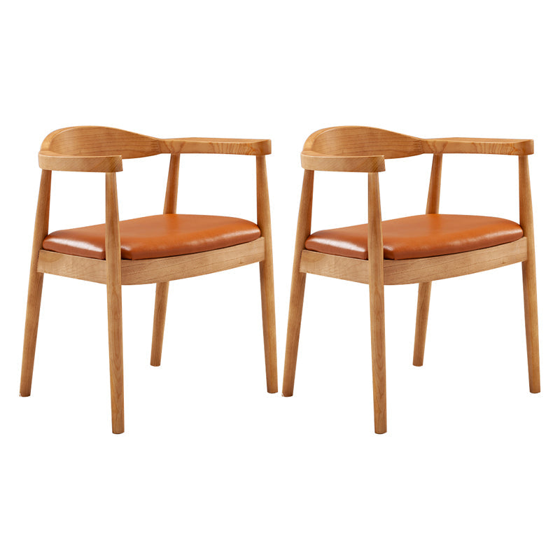 Contemporary Home Arm Chair Open Back Upholstered Wood Dining Room Chair Yellow-Brown 2 Piece Set Natural Wood Clearhalo ' kitchen&dining_furn' 'Dining Chairs' 'Dining Tables & Seating' 'dining_chair' 'furn' 'furn_dining_chair' 'Furniture' 'furniture_dining_chair' 'Kitchen & Dining Furniture' 'kitchen' 3837109