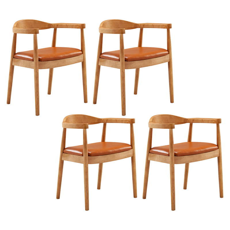 Contemporary Home Arm Chair Open Back Upholstered Wood Dining Room Chair Yellow-Brown 4 Piece Set Natural Wood Clearhalo ' kitchen&dining_furn' 'Dining Chairs' 'Dining Tables & Seating' 'dining_chair' 'furn' 'furn_dining_chair' 'Furniture' 'furniture_dining_chair' 'Kitchen & Dining Furniture' 'kitchen' 3837110