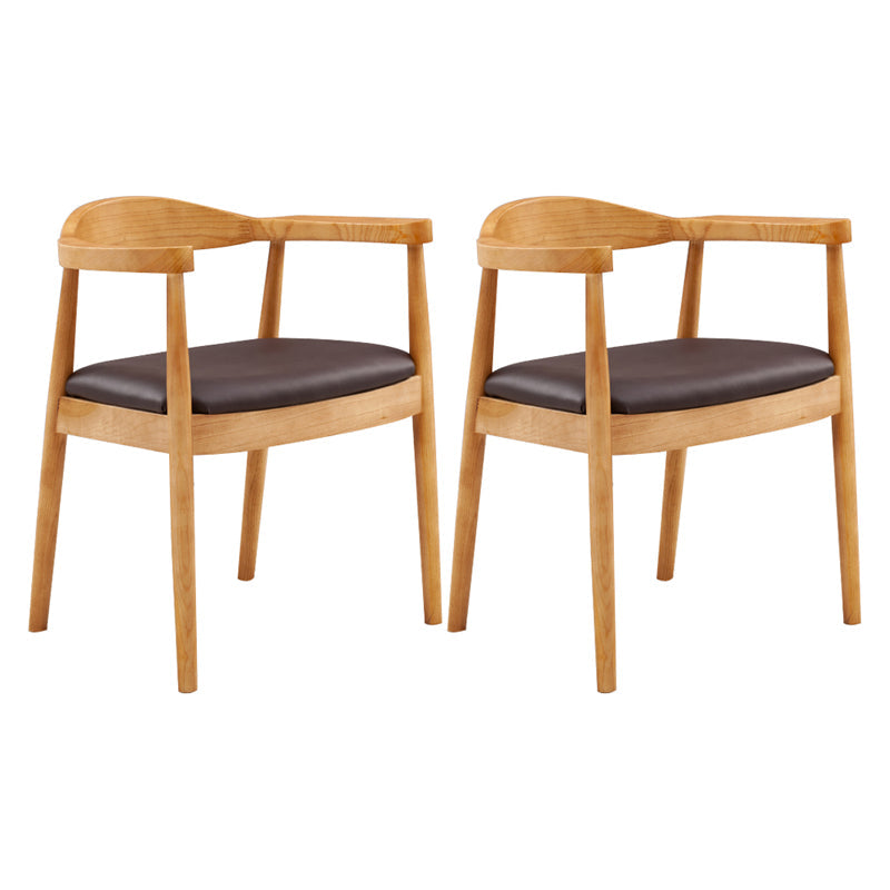 Contemporary Home Arm Chair Open Back Upholstered Wood Dining Room Chair Brown 2 Piece Set Natural Wood Clearhalo ' kitchen&dining_furn' 'Dining Chairs' 'Dining Tables & Seating' 'dining_chair' 'furn' 'furn_dining_chair' 'Furniture' 'furniture_dining_chair' 'Kitchen & Dining Furniture' 'kitchen' 3837112