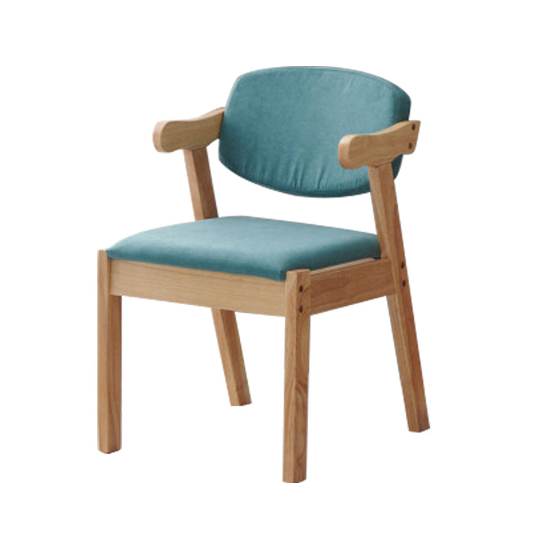 Wood Modern Dining Arm Chair with Color Cushion Open Back Dining Side Chair Blue 1 Piece Clearhalo ' kitchen&dining_furn' 'Dining Chairs' 'Dining Tables & Seating' 'dining_chair' 'furn' 'furn_dining_chair' 'Furniture' 'furniture_dining_chair' 'Kitchen & Dining Furniture' 'kitchen' 3837115