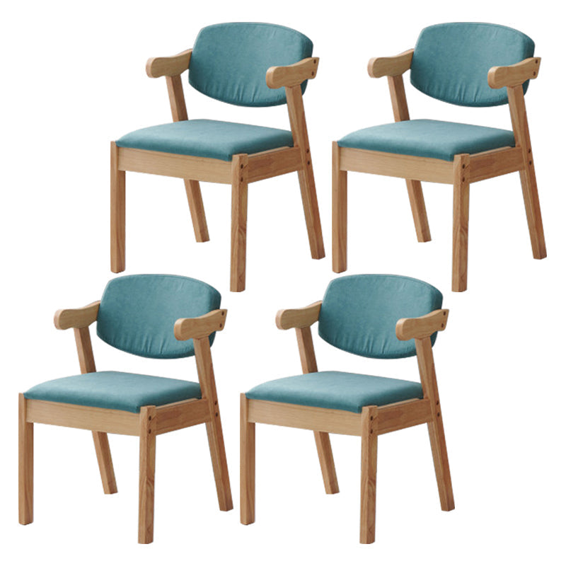 Wood Modern Dining Arm Chair with Color Cushion Open Back Dining Side Chair Blue 4 Piece Set Clearhalo ' kitchen&dining_furn' 'Dining Chairs' 'Dining Tables & Seating' 'dining_chair' 'furn' 'furn_dining_chair' 'Furniture' 'furniture_dining_chair' 'Kitchen & Dining Furniture' 'kitchen' 3837118