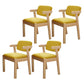 Wood Modern Dining Arm Chair with Color Cushion Open Back Dining Side Chair Yellow 4 Piece Set Clearhalo ' kitchen&dining_furn' 'Dining Chairs' 'Dining Tables & Seating' 'dining_chair' 'furn' 'furn_dining_chair' 'Furniture' 'furniture_dining_chair' 'Kitchen & Dining Furniture' 'kitchen' 3837131