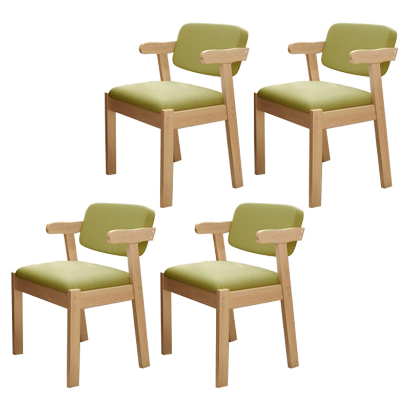 Wood Modern Dining Arm Chair with Color Cushion Open Back Dining Side Chair Green 4 Piece Set Clearhalo ' kitchen&dining_furn' 'Dining Chairs' 'Dining Tables & Seating' 'dining_chair' 'furn' 'furn_dining_chair' 'Furniture' 'furniture_dining_chair' 'Kitchen & Dining Furniture' 'kitchen' 3837134
