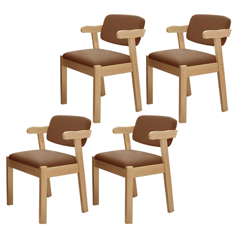 Wood Modern Dining Arm Chair with Color Cushion Open Back Dining Side Chair Brown 4 Piece Set Clearhalo ' kitchen&dining_furn' 'Dining Chairs' 'Dining Tables & Seating' 'dining_chair' 'furn' 'furn_dining_chair' 'Furniture' 'furniture_dining_chair' 'Kitchen & Dining Furniture' 'kitchen' 3837137