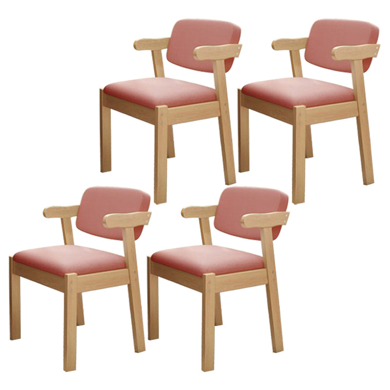 Wood Modern Dining Arm Chair with Color Cushion Open Back Dining Side Chair Pink 4 Piece Set Clearhalo ' kitchen&dining_furn' 'Dining Chairs' 'Dining Tables & Seating' 'dining_chair' 'furn' 'furn_dining_chair' 'Furniture' 'furniture_dining_chair' 'Kitchen & Dining Furniture' 'kitchen' 3837140