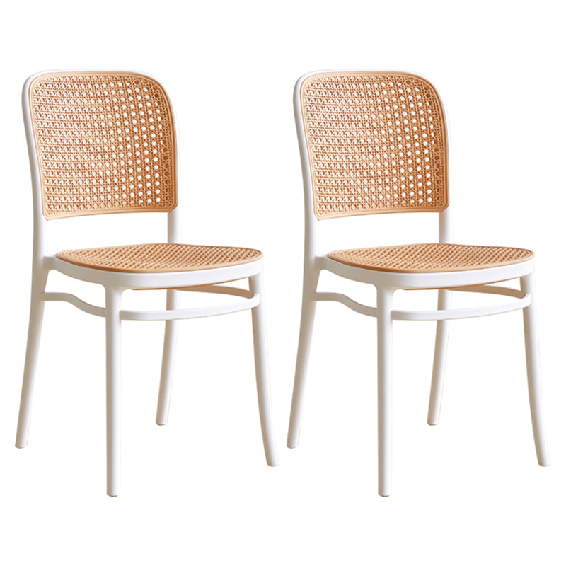 Modern Armless Dining Chairs Plastic Open Back Side Chair for Coffee Bar White 34" 2 Piece Set Clearhalo ' kitchen&dining_furn' 'Dining Chairs' 'Dining Tables & Seating' 'dining_chair' 'furn' 'furn_dining_chair' 'Furniture' 'furniture_dining_chair' 'Kitchen & Dining Furniture' 'kitchen' 3837146