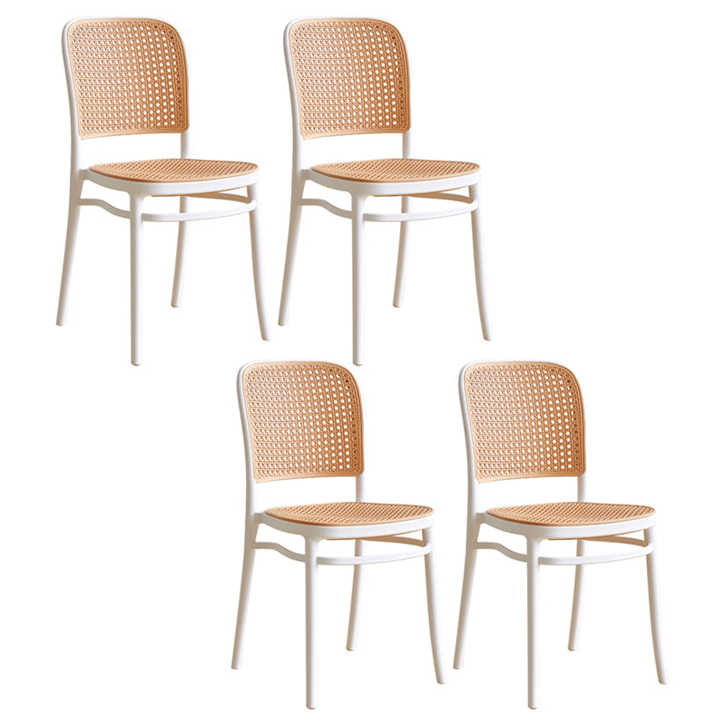 Modern Armless Dining Chairs Plastic Open Back Side Chair for Coffee Bar White 34" 4 Piece Set Clearhalo ' kitchen&dining_furn' 'Dining Chairs' 'Dining Tables & Seating' 'dining_chair' 'furn' 'furn_dining_chair' 'Furniture' 'furniture_dining_chair' 'Kitchen & Dining Furniture' 'kitchen' 3837148