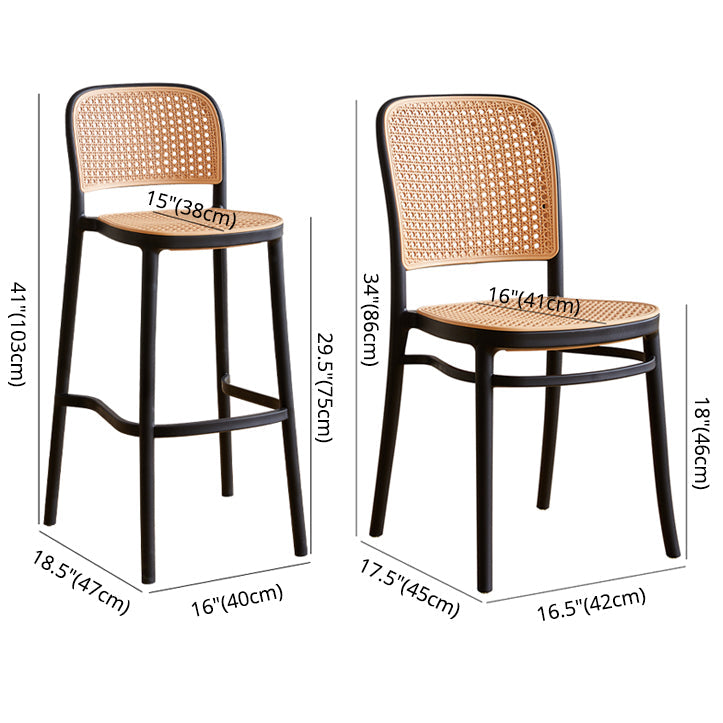 Modern Armless Dining Chairs Plastic Open Back Side Chair for Coffee Bar Clearhalo ' kitchen&dining_furn' 'Dining Chairs' 'Dining Tables & Seating' 'dining_chair' 'furn' 'furn_dining_chair' 'Furniture' 'furniture_dining_chair' 'Kitchen & Dining Furniture' 'kitchen' 3837157